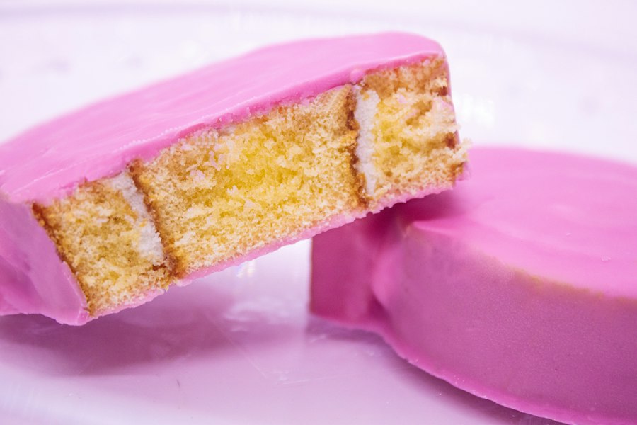 Battenberg cake slice