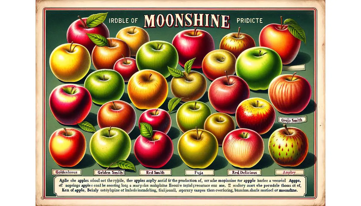 Image of various types of apples, showcasing the different varieties ideal for making moonshine