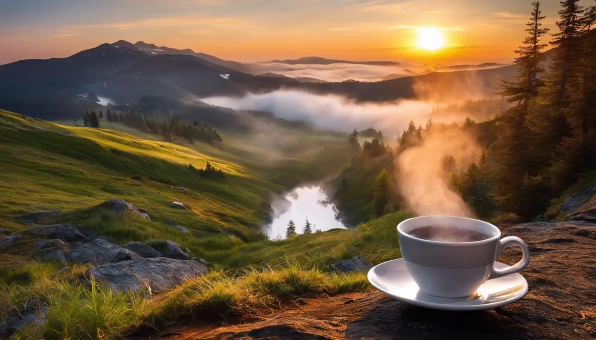 A hot cup of Bandrek with steam rising from it, showcasing its warmth and inviting nature.