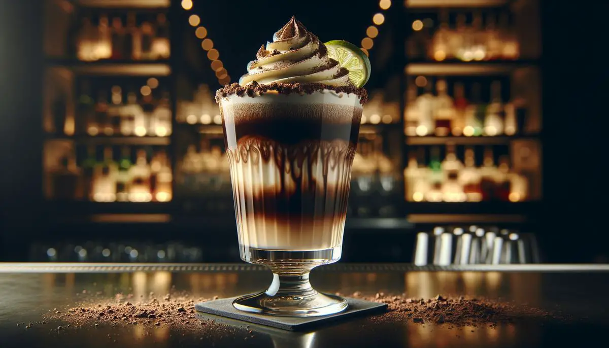 A beautifully garnished Mudslide cocktail, showcasing high-quality ingredients and gourmet touches