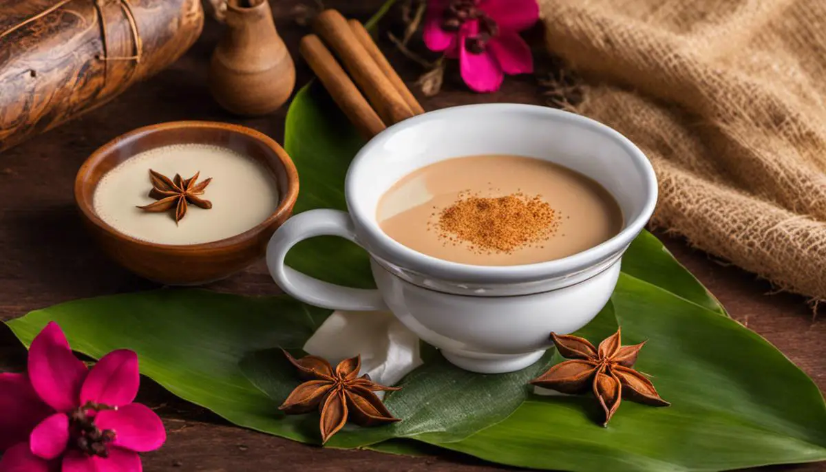 Image of a cup of Atole, showcasing its rich color and creamy texture