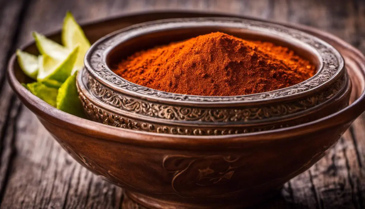 A close-up image of a bowl filled with a fiery, aromatic spice blend known as Berbere.
