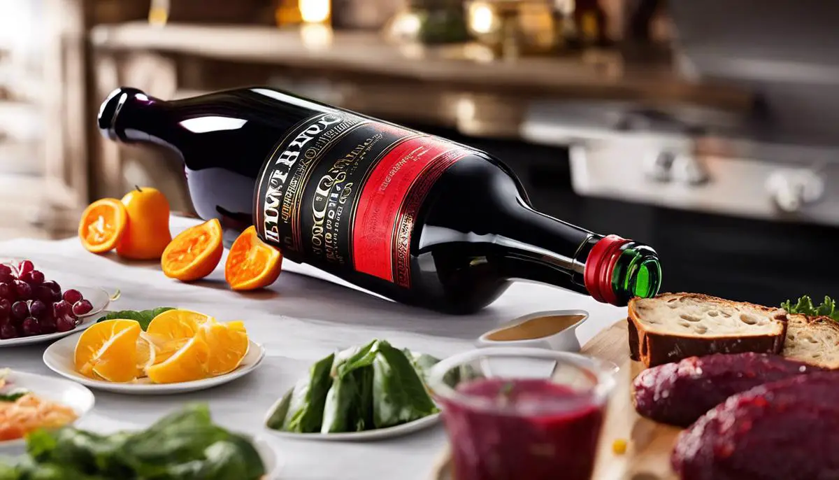 A bottle of Brottrunk with vibrant colors, representing its health benefits and versatility in the culinary world.