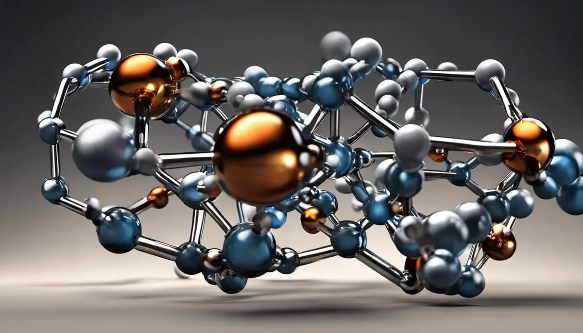Caffeine molecule structure, with two carbon rings, methyl groups, and nitrogen atoms.