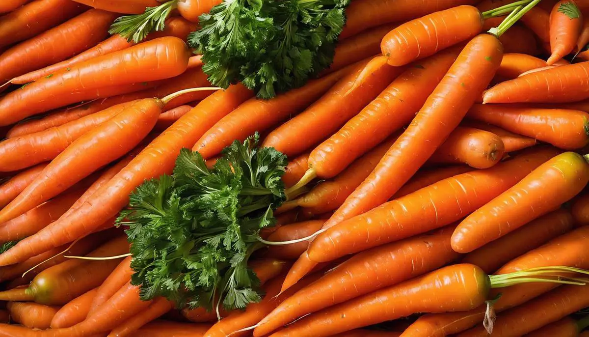 A pile of fresh orange carrots ready to be used for Vietnamese pickles