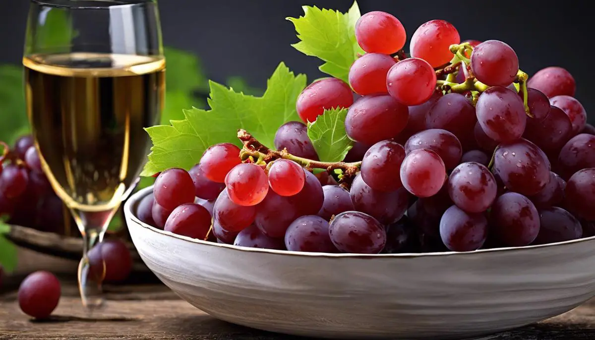 Small red grapes, also known as Champagne grapes, displayed in a bowl.