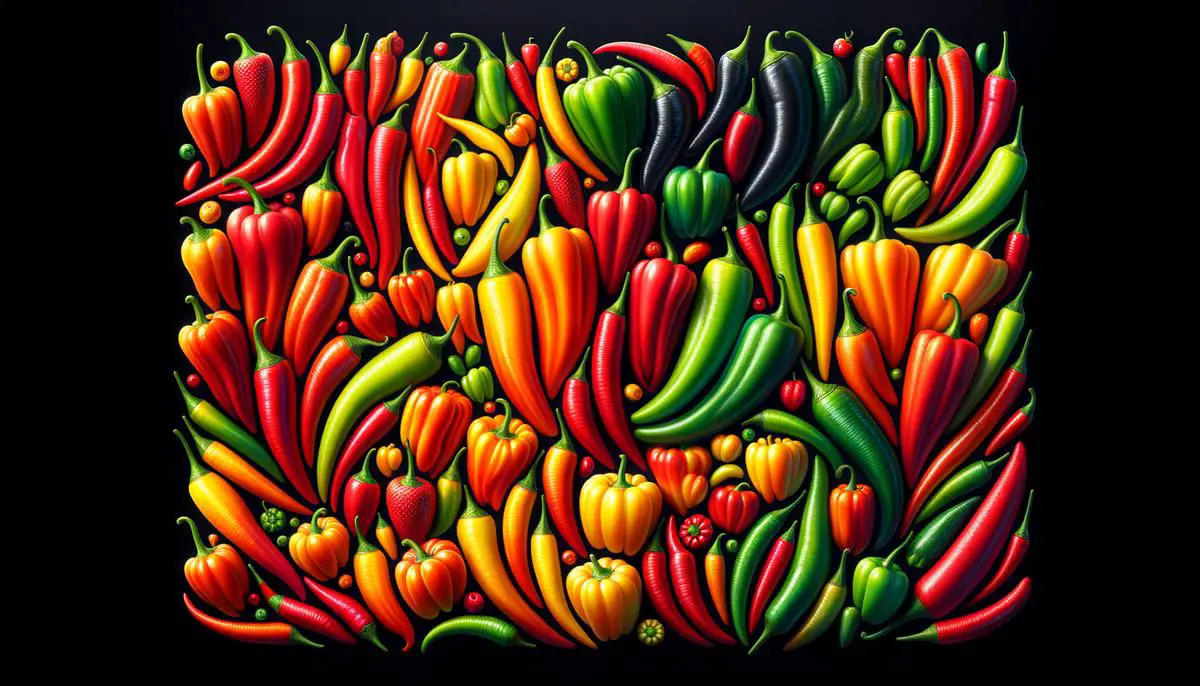 An image of vibrant chili peppers to accompany the text about choosing and prepping chili peppers for the perfect jelly