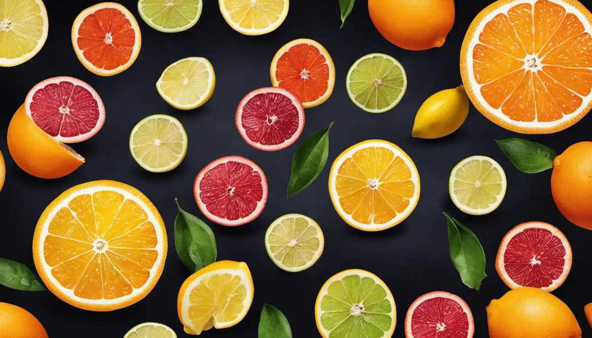 Image of various citrus fruits like oranges, grapefruits, and lemons with dashes instead of spaces