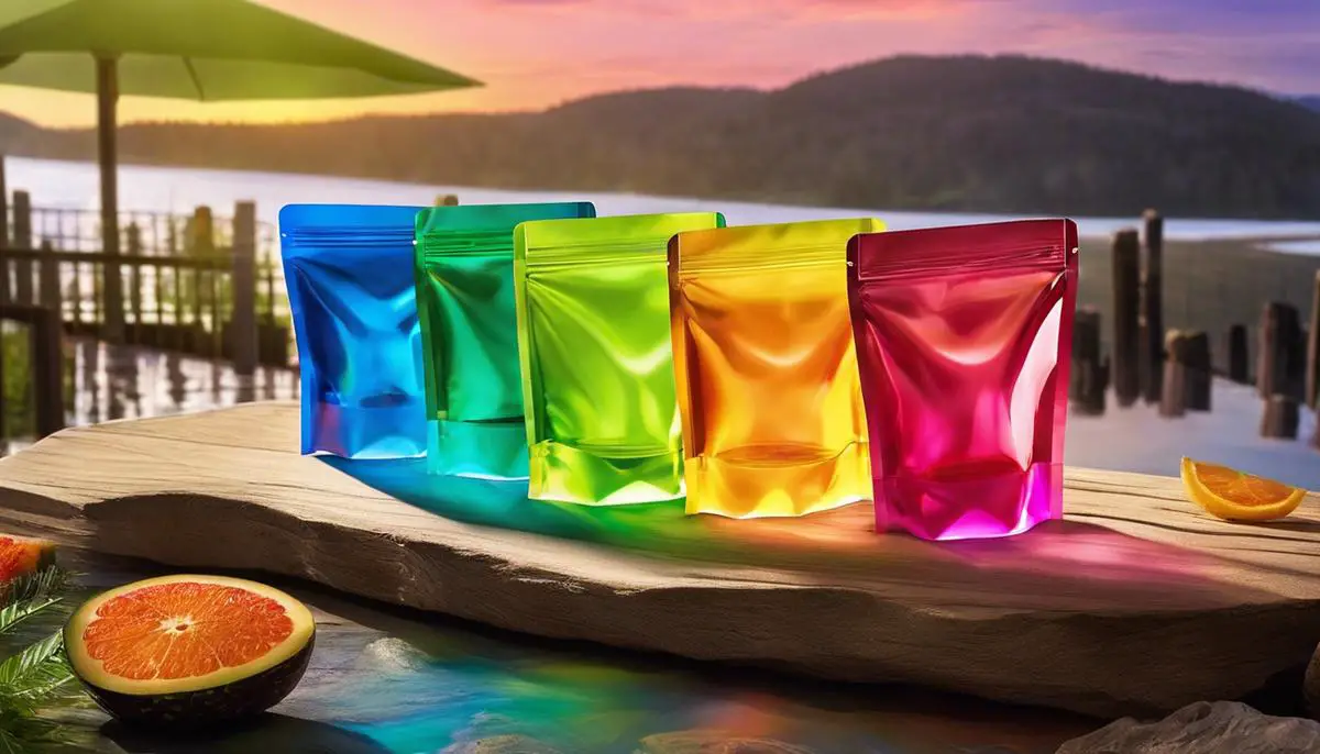 A variety of Crystal Light pouches in different flavors resembling a rainbow of colors.