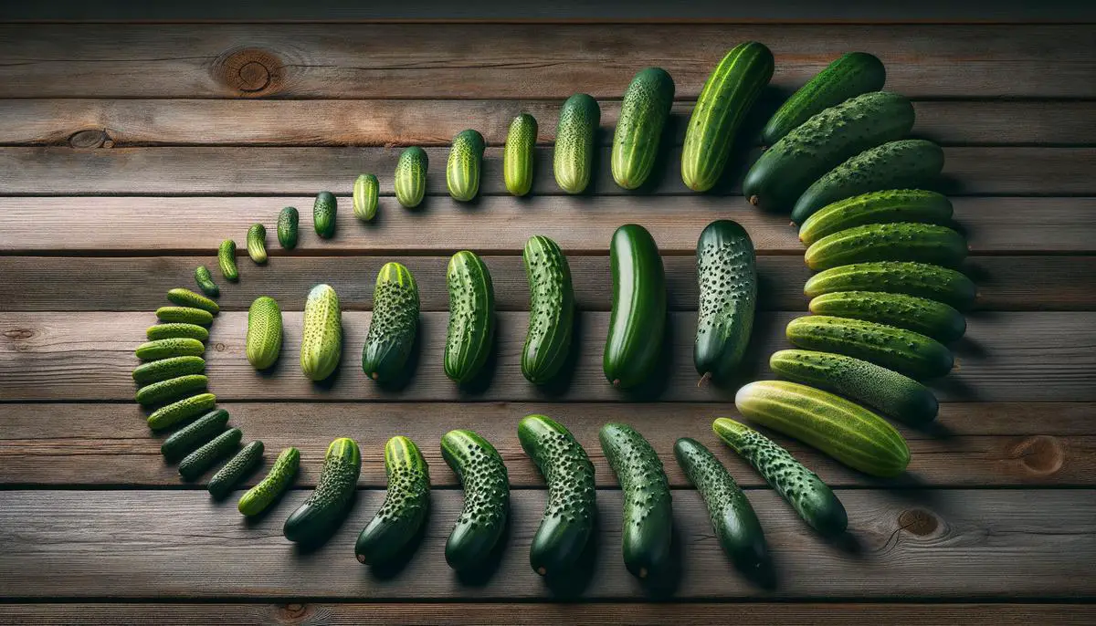 An image of various cucumbers in different shapes and sizes, showcasing the versatility of this humble vegetable.