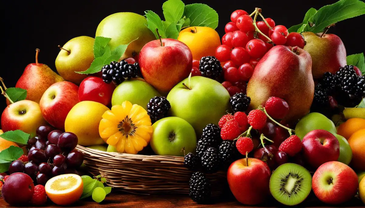 A colorful assortment of fruits, including berries, kiwi, apples, and more, representing the diverse and vibrant nature of fruits.