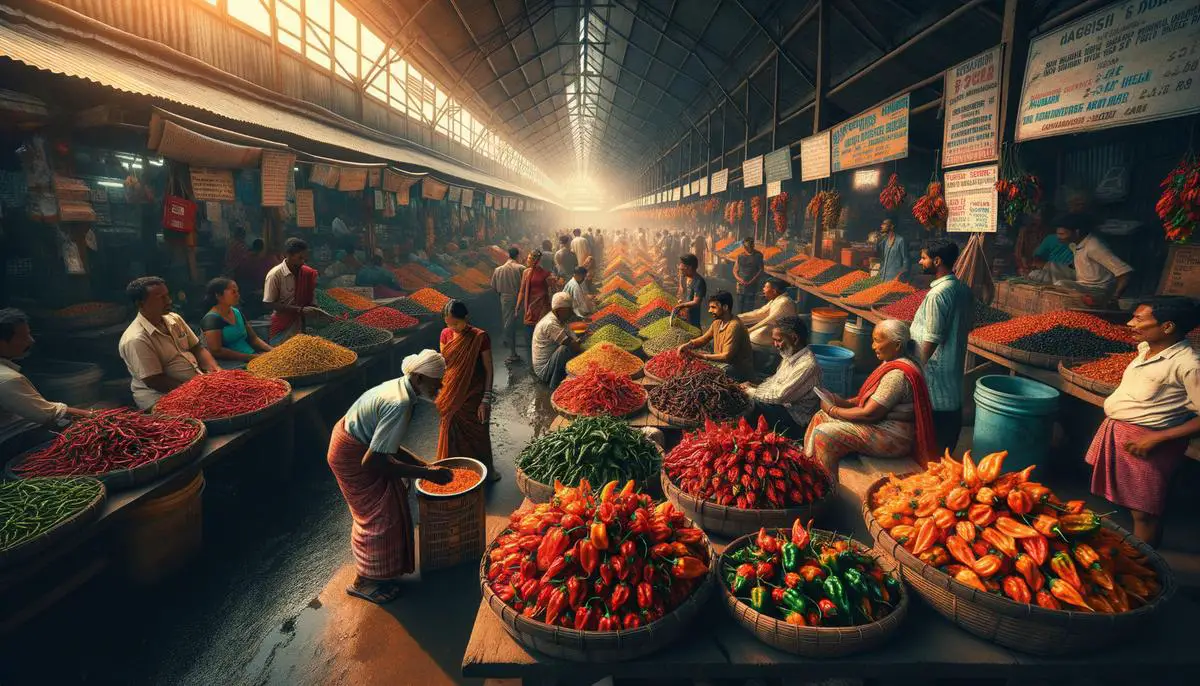 Ghost peppers being sold at a local market in Assam, India