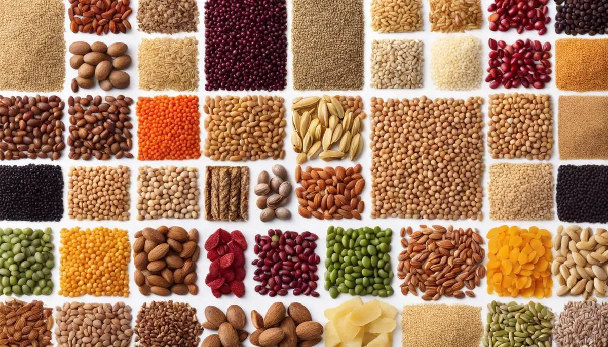 A diverse assortment of grains and legumes, showcasing the variety and nutritional power of these dietary staples.