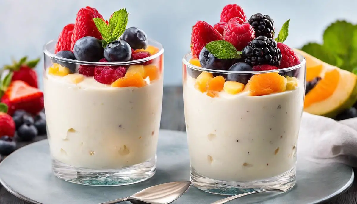 Homemade frozen yogurt with fresh fruit toppings