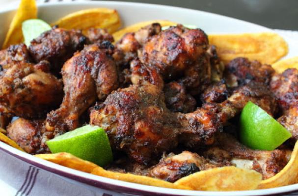 Grilled Jamaican jerk chicken with a flavorful spice crust.