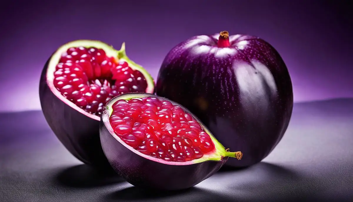 Image of Jambolan fruit, a purple fruit with a glossy appearance.