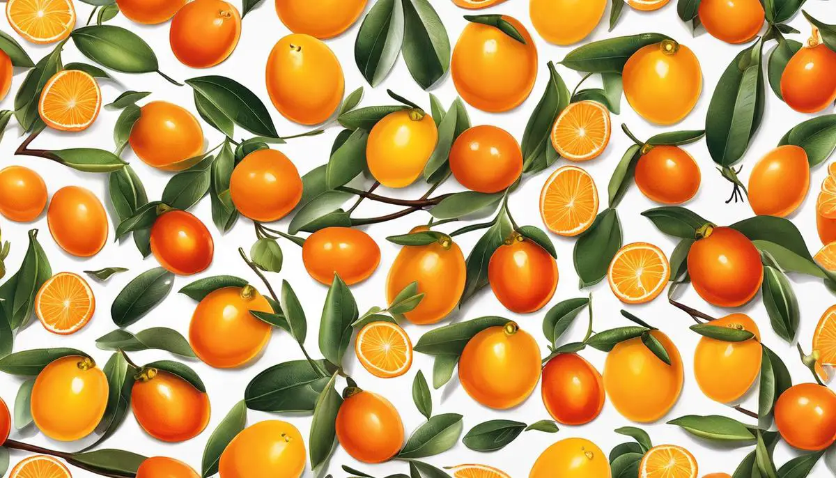 A vibrant image of various kumquats from different parts of the world, showcasing their different shapes and colors.