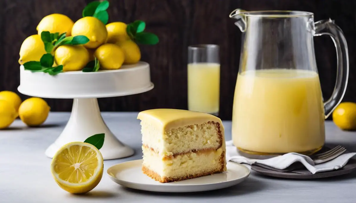 A scrumptious lemonade cake topped with a sweet glaze.