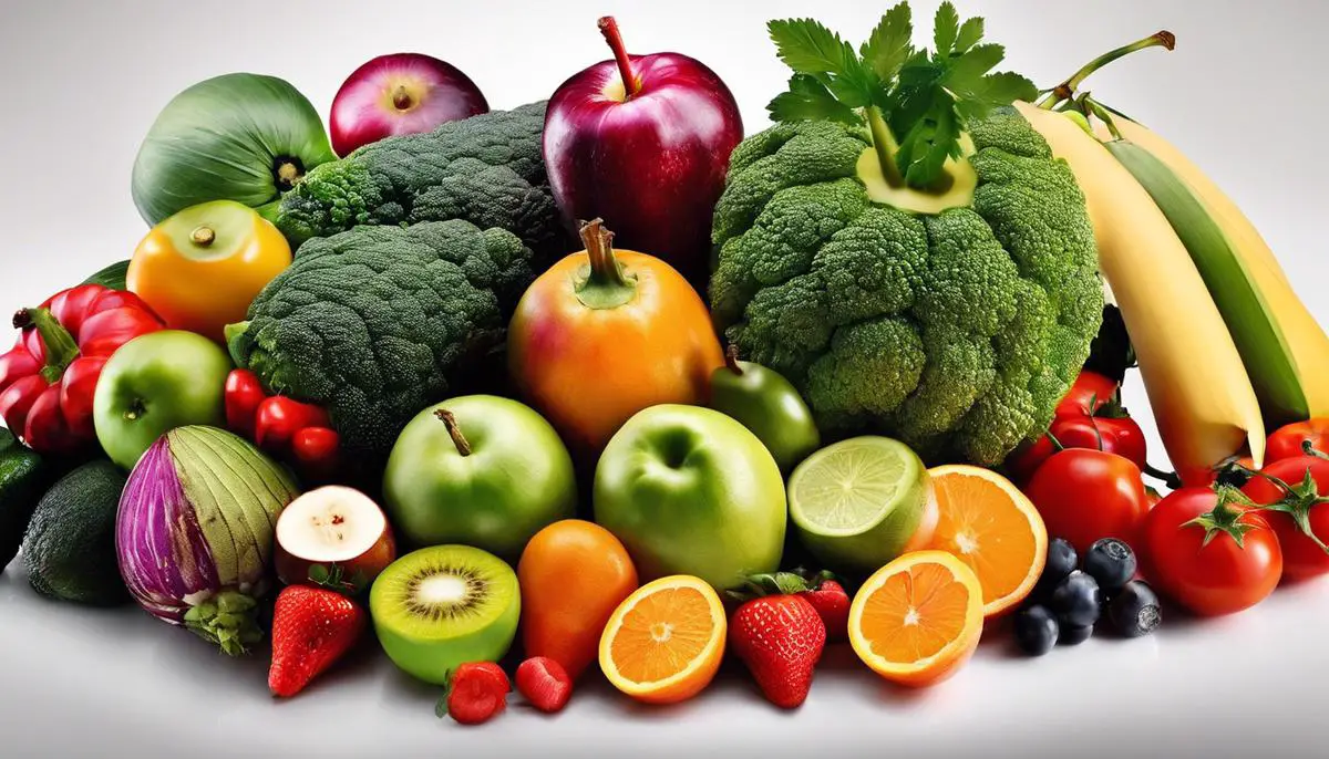 A colorful image of various fruits and vegetables used to make licuados, showcasing the vibrant flavors and ingredients