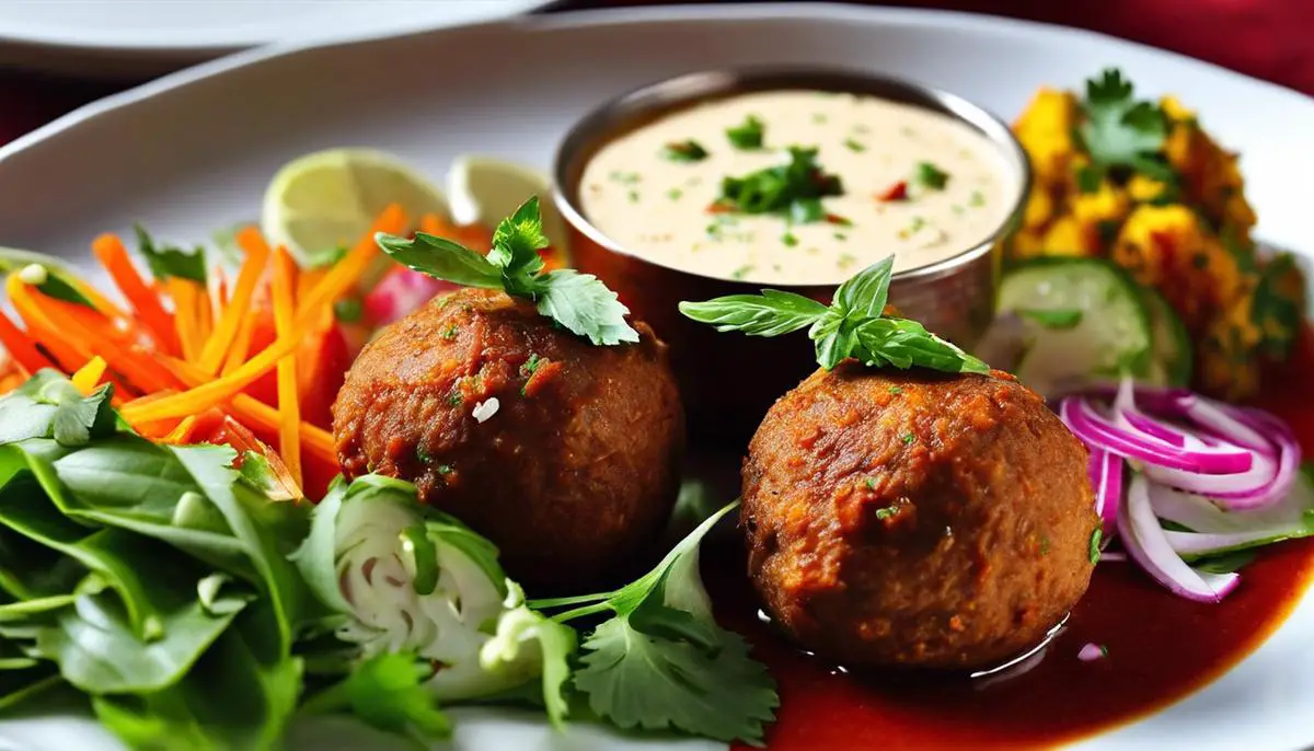 A visually appealing plate of low-calorie Malai Kofta with vibrant colors and artful arrangement.