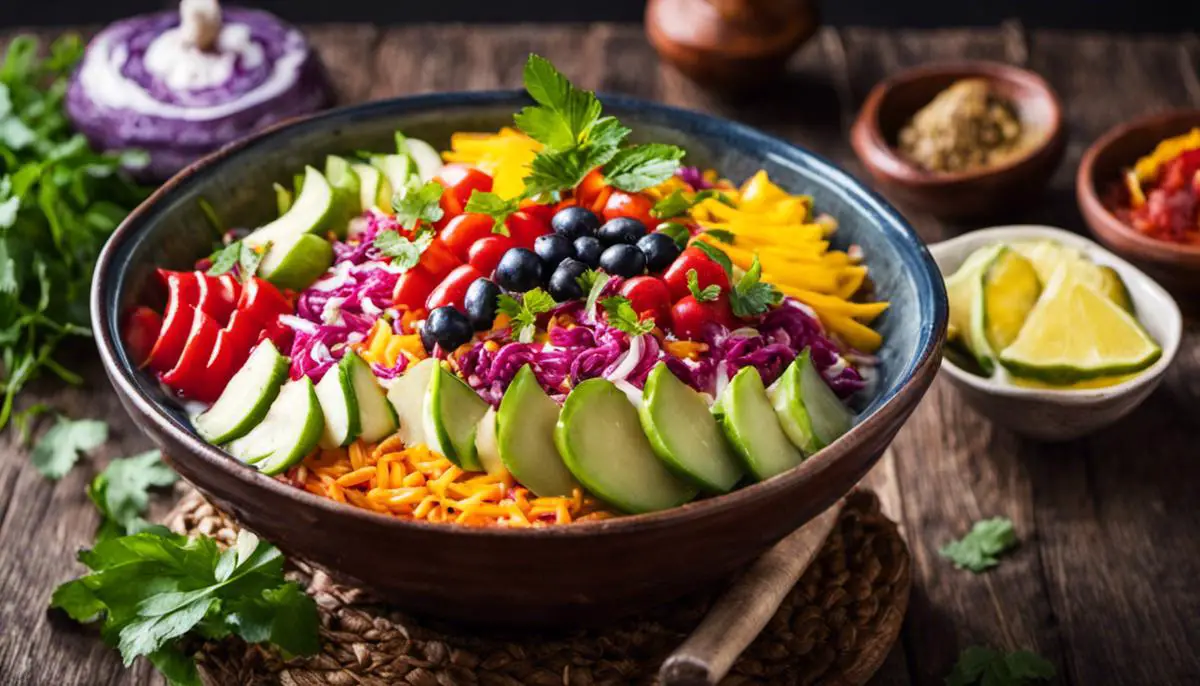 A bowl of colorful Mazamorra, a dish with diverse flavors from Peru, Spain, and Colombia