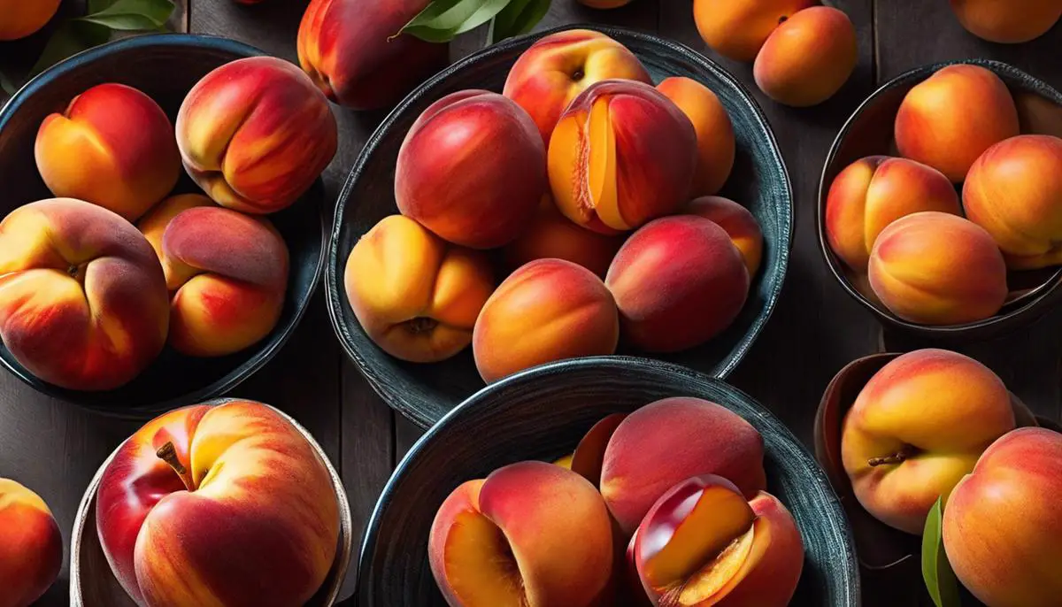 A bowl of ripe nectarines, showcasing their vibrant orange color and juicy appearance