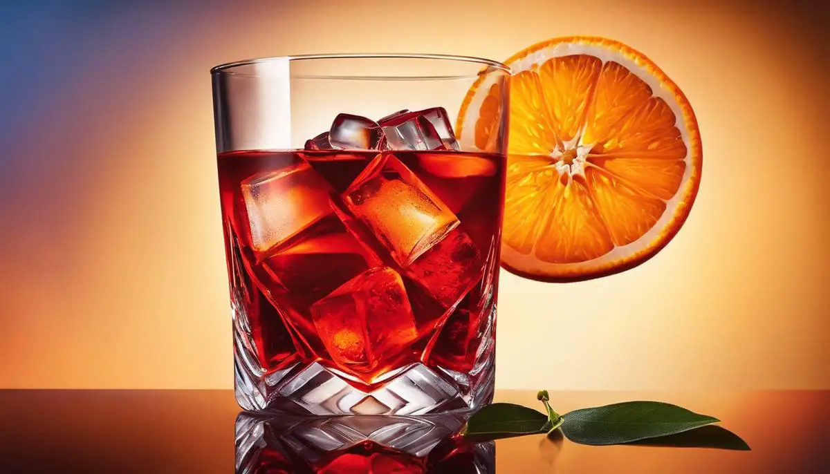 A delicious Negroni cocktail in a rocks glass garnished with an orange peel twist, showcasing its vibrant red color and enticing presentation.