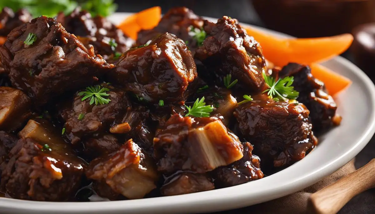 A close-up image of a deliciously browned oxtail, perfect for slow-cooked recipes.