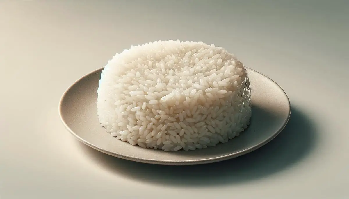 Image of perfectly cooked sushi rice with a glossy texture