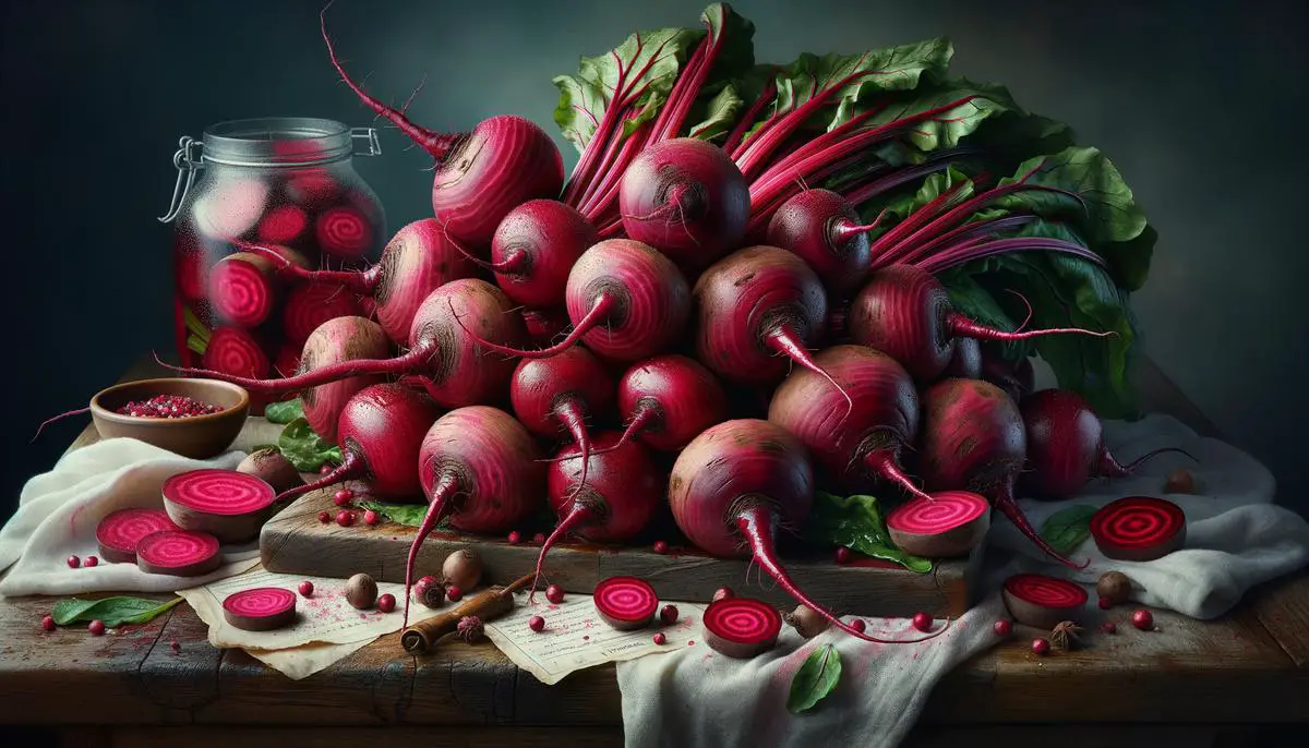 A close-up image of freshly washed and peeled beets, ready to be sliced or chopped for pickling