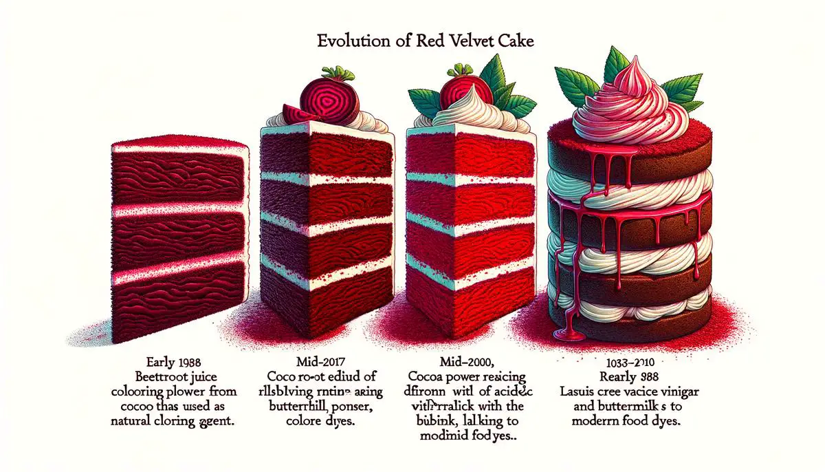 Evolution of red velvet cake from natural coloring to modern food dyes