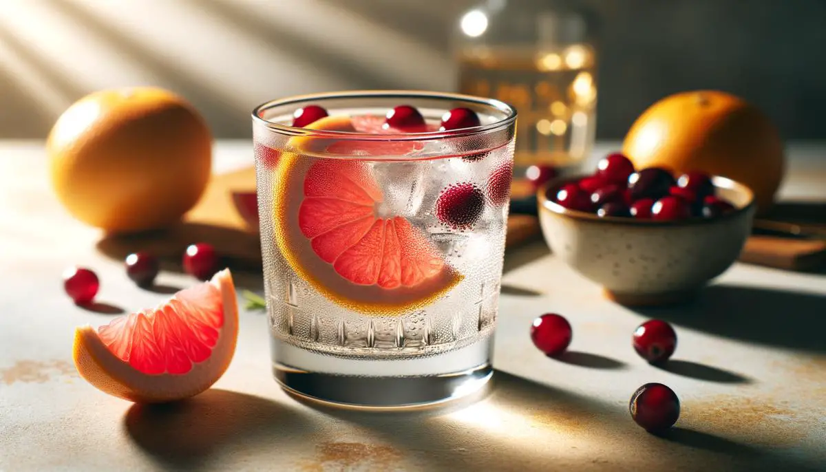 A refreshing cocktail with a balance of grapefruit, cranberry, and vodka flavors.