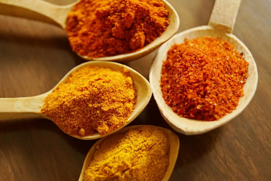A colorful image of various spices used in traditional Indian cuisine